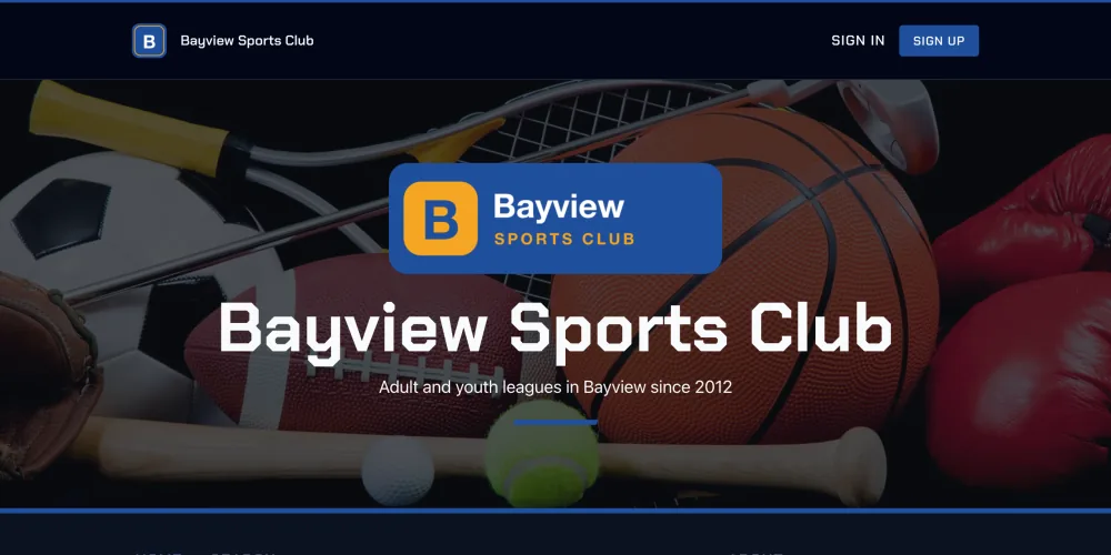 The club's homepage in the Arena style