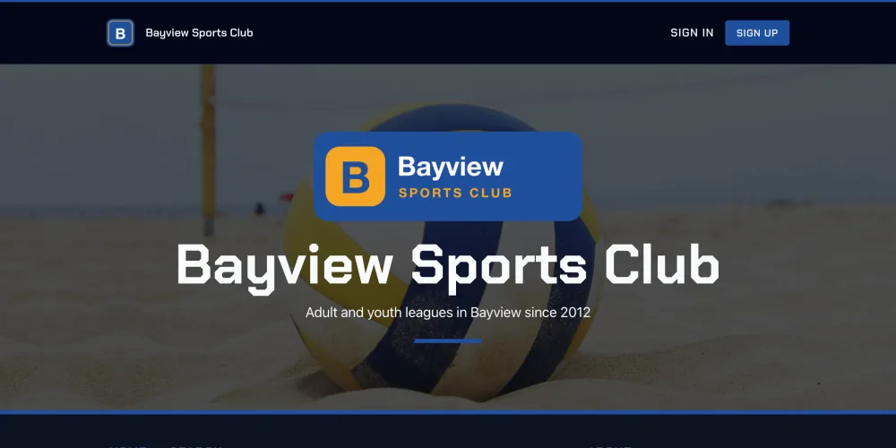 The club's homepage in the Arena style