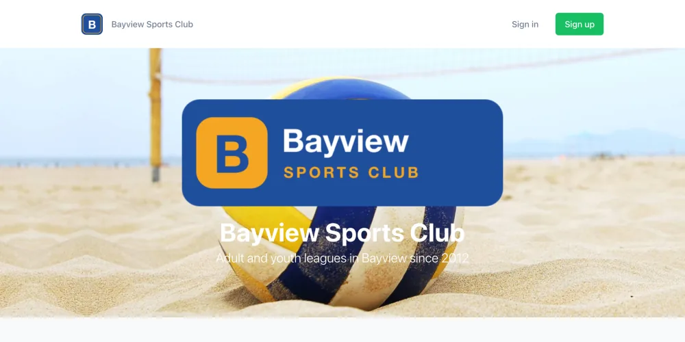 The club's homepage in the Classic style