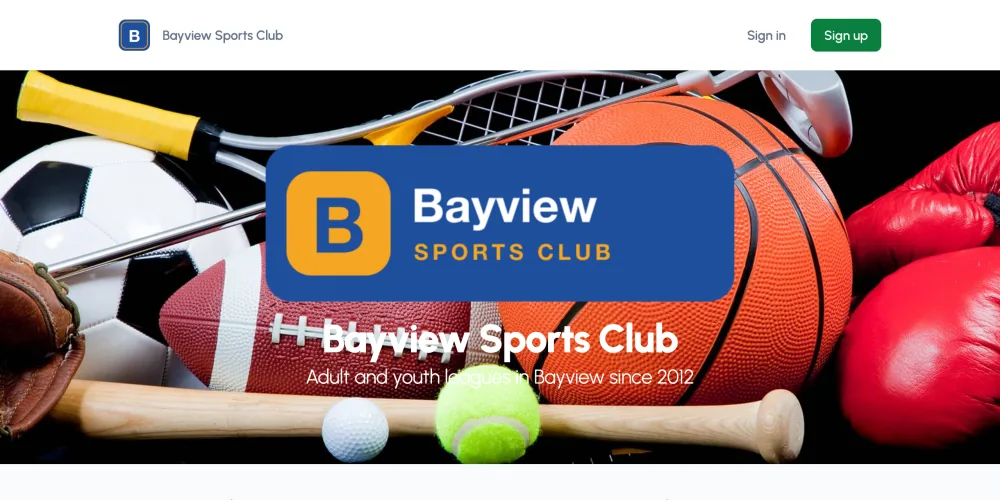 The club's homepage in the Classic style