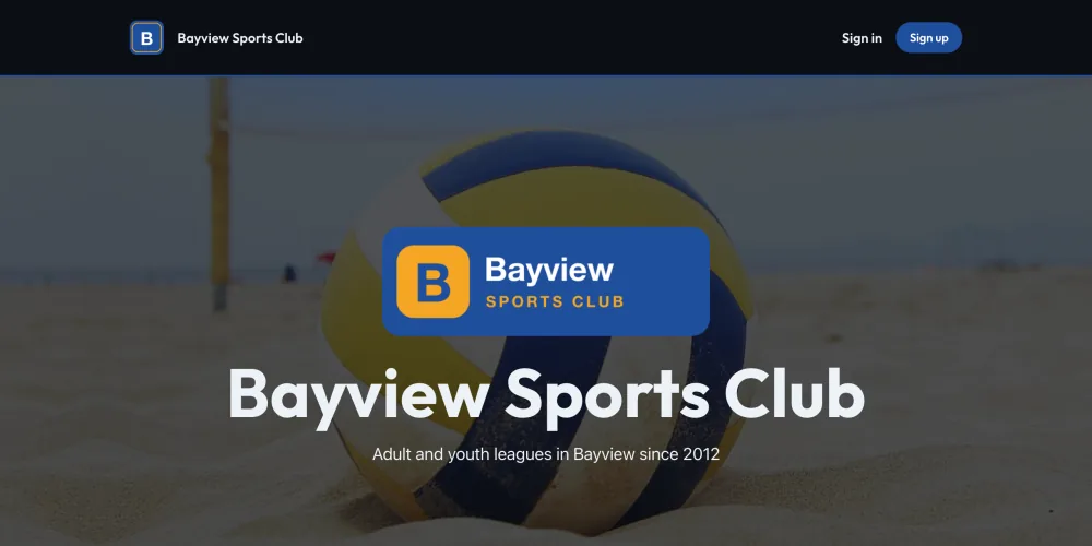 The club's homepage in the Neon style