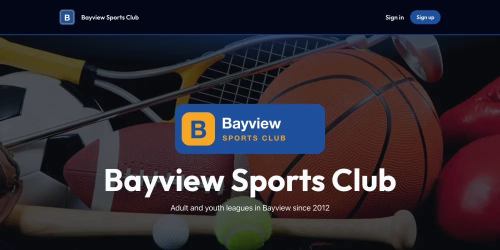 The club's homepage in the Neon style