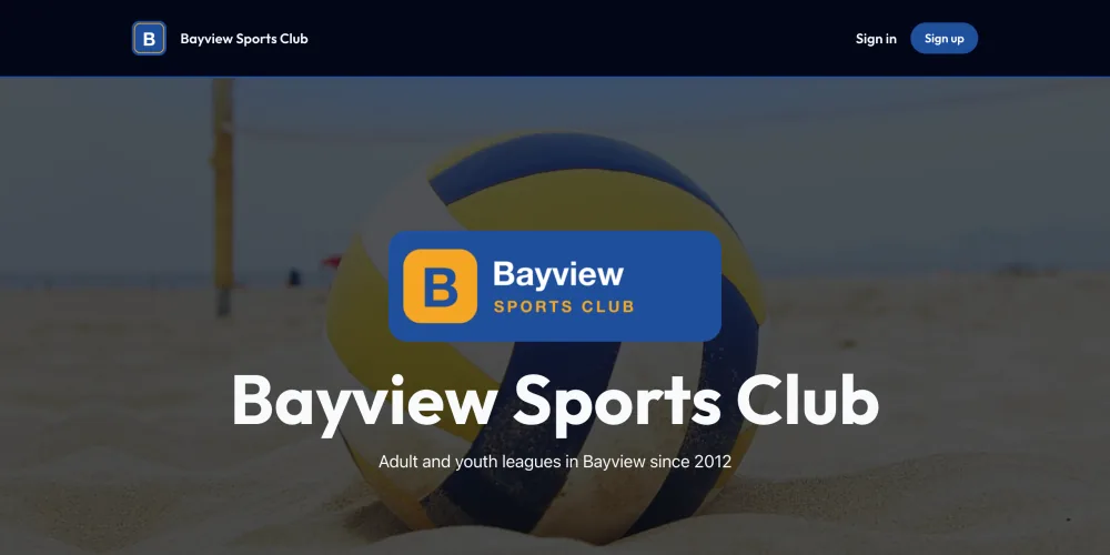 The club's homepage in the Neon style