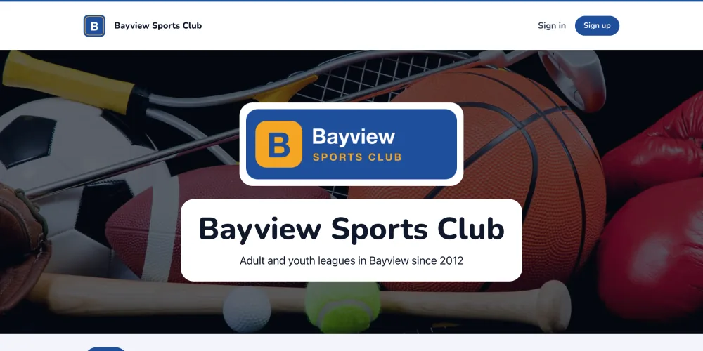 The club's homepage in the Rec style