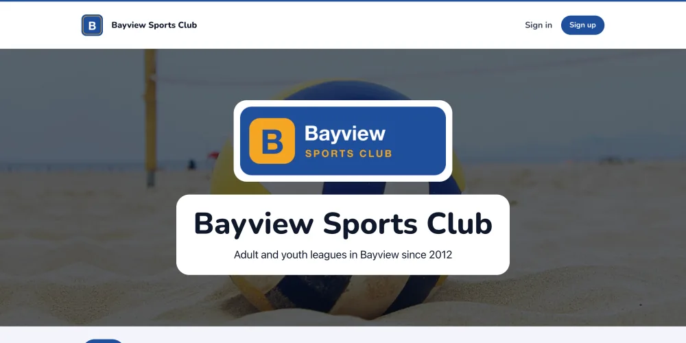 The club's homepage in the Rec style