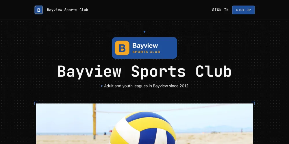 The club's homepage in the Signal style