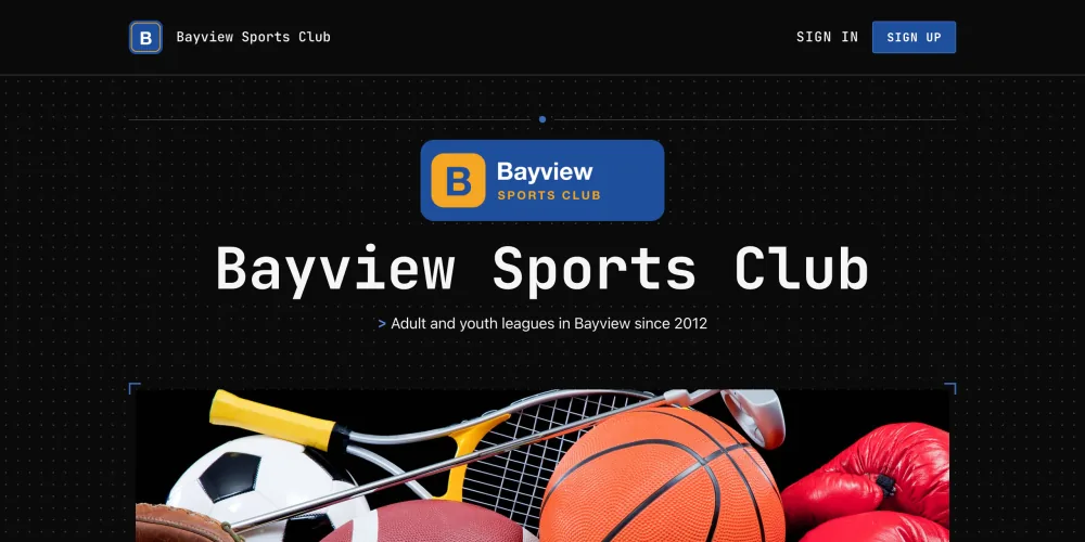 The club's homepage in the Signal style