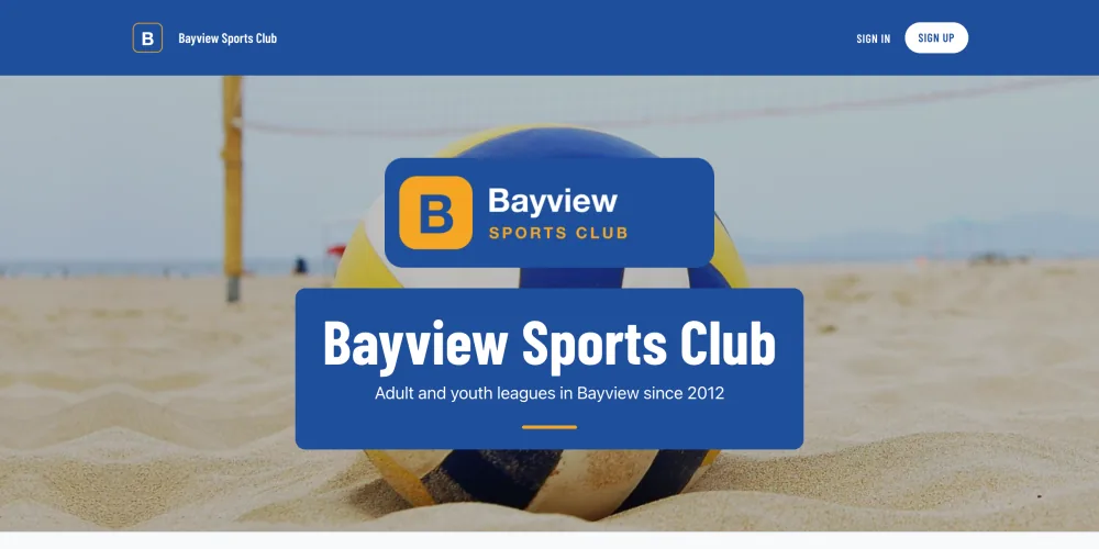 The club's homepage in the Varsity style