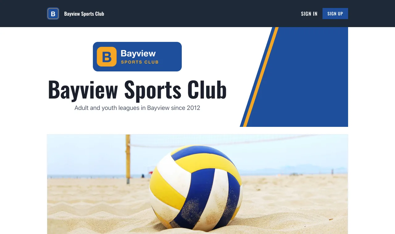 Club website in the Scoreboard style showing its logo, colors, and banner photo